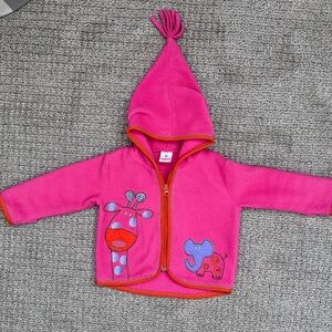 Hanna Andersson embroidered baby fleece jacket, sz 80 (18-24 mo)